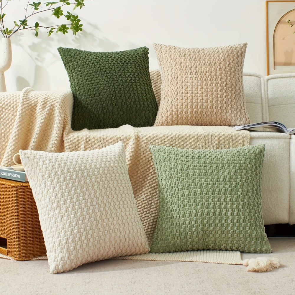 Velvet Throw Pillow Covers 4-Pack 20x20 Inch - Double-Sided Cushion Covers with Zipper Closure