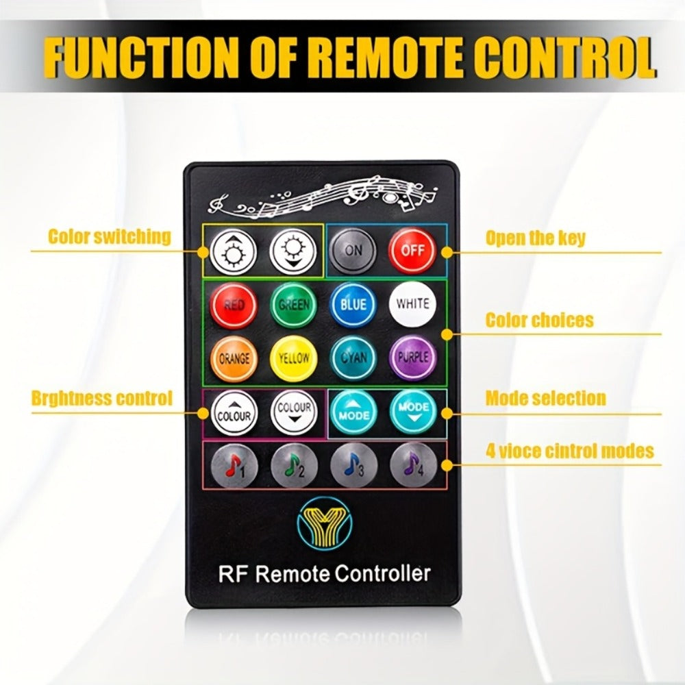 RGB Rock Lights Kit for Trucks & Cars, Sound-Activated LED Underbody Lights with APP & Remote Dual Control