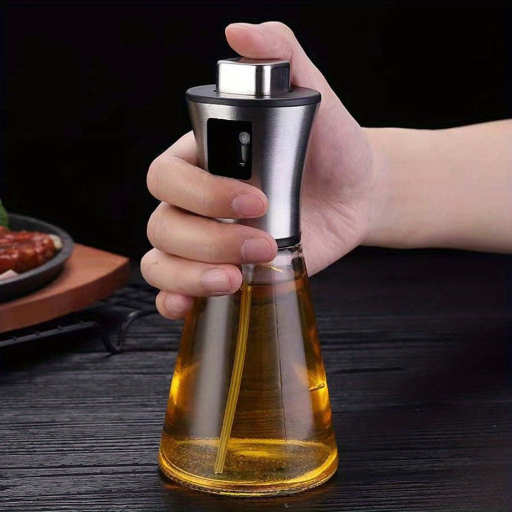 Oil Sprayer for Cooking Stainless Steel, Pressurized Glass Olive Oil Spray Bottle for Kitchen BBQ Grilling Baking Air Fryer