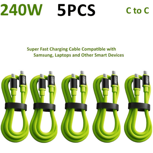 240W USB-C Fast Charging Cable 3/5 Pack 1.5M, Super Fast Charger Cord Compatible with iPhone 15 16