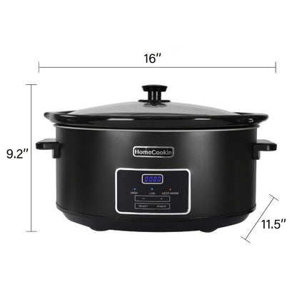 Digital Slow Cooker 6 & 7 Quart Programmable with Non-stick Ceramic Bowl, Countdown Timer & Keep