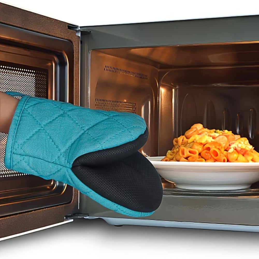 Oven Mitts 2 Pack Heat Resistant Kitchen Gloves – Multi-Ply Durable Cooking Baking Gloves Food for Grilling, Camping and Outdoor Meals
