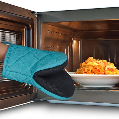 Oven Mitts 2 Pack Heat Resistant Kitchen Gloves – Multi-Ply Durable Cooking Baking Gloves Food for Grilling, Camping and Outdoor Meals