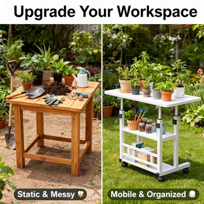 Garden Workbench, Adjustable Metal Potting Table Patio Outdoor Indoor for Garden, Patio and Yard Use