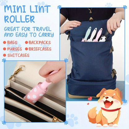 Lint Roller Pet Hair Remover Mini Portable 12 Pack Travel Size No Power Required for Clothing Furniture Car Seats Couch Reusable Clothes