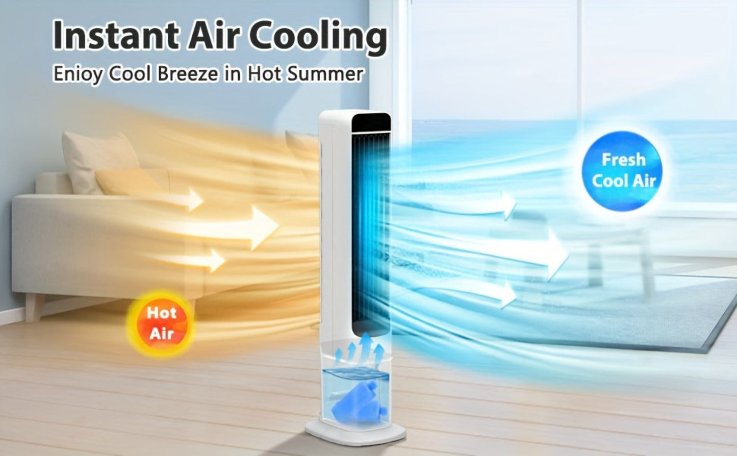 Evaporative Air Cooler Portable 1.32 Gal, 3-in-1 Swamp Cooler Fan Humidifier with Ice Cooling, 4 Ice Packs