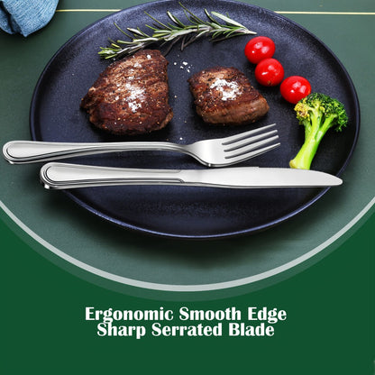 Stainless Steel Flatware Sets in 20–72 Piece Silver, Black or Gold Configurations with Exact Checkout Options