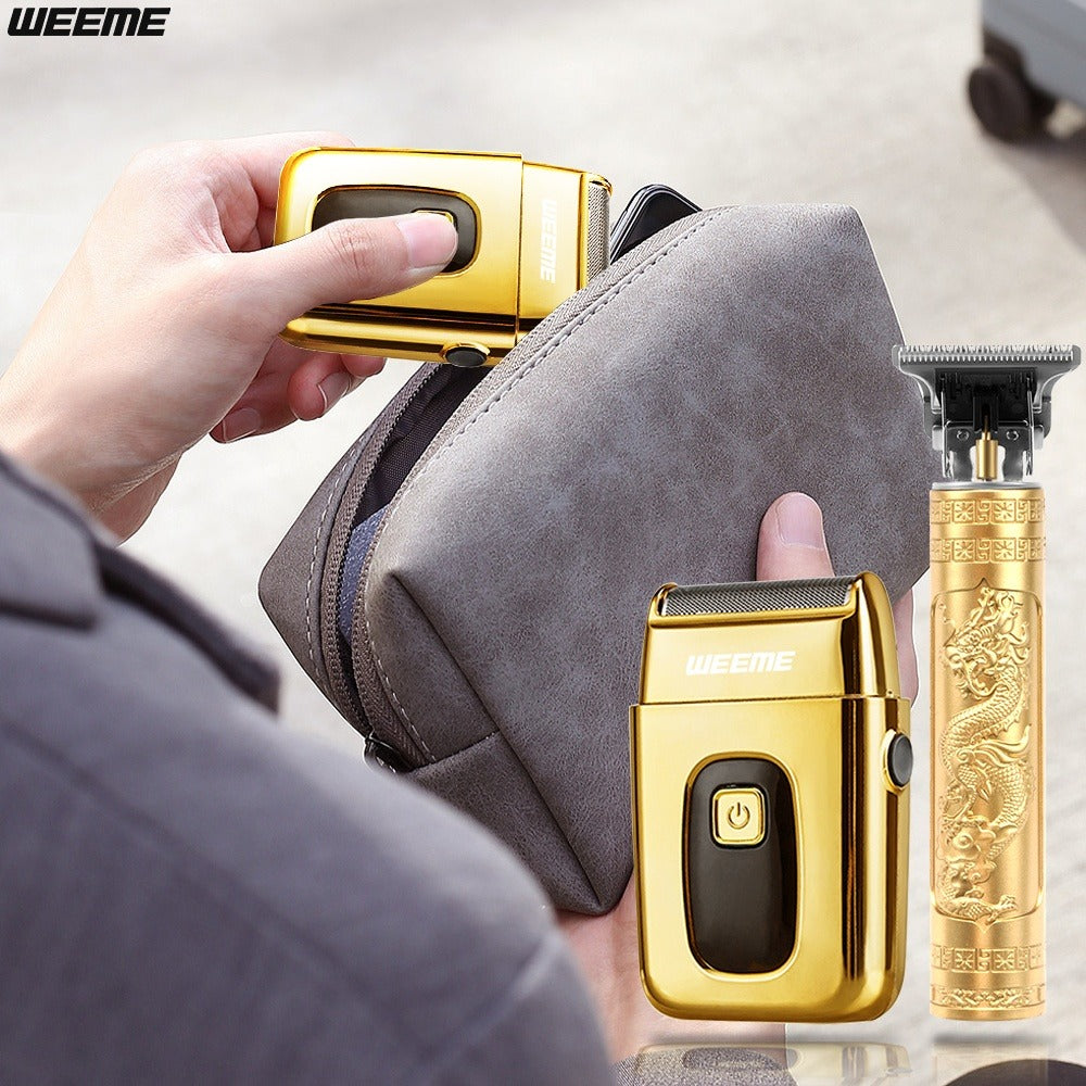 Men's Electric Hair Trimmer and Beard Trimmer 2-Piece Set Cordless Hair Clipper Short Beard for Everyday Face, Beard and Body Grooming