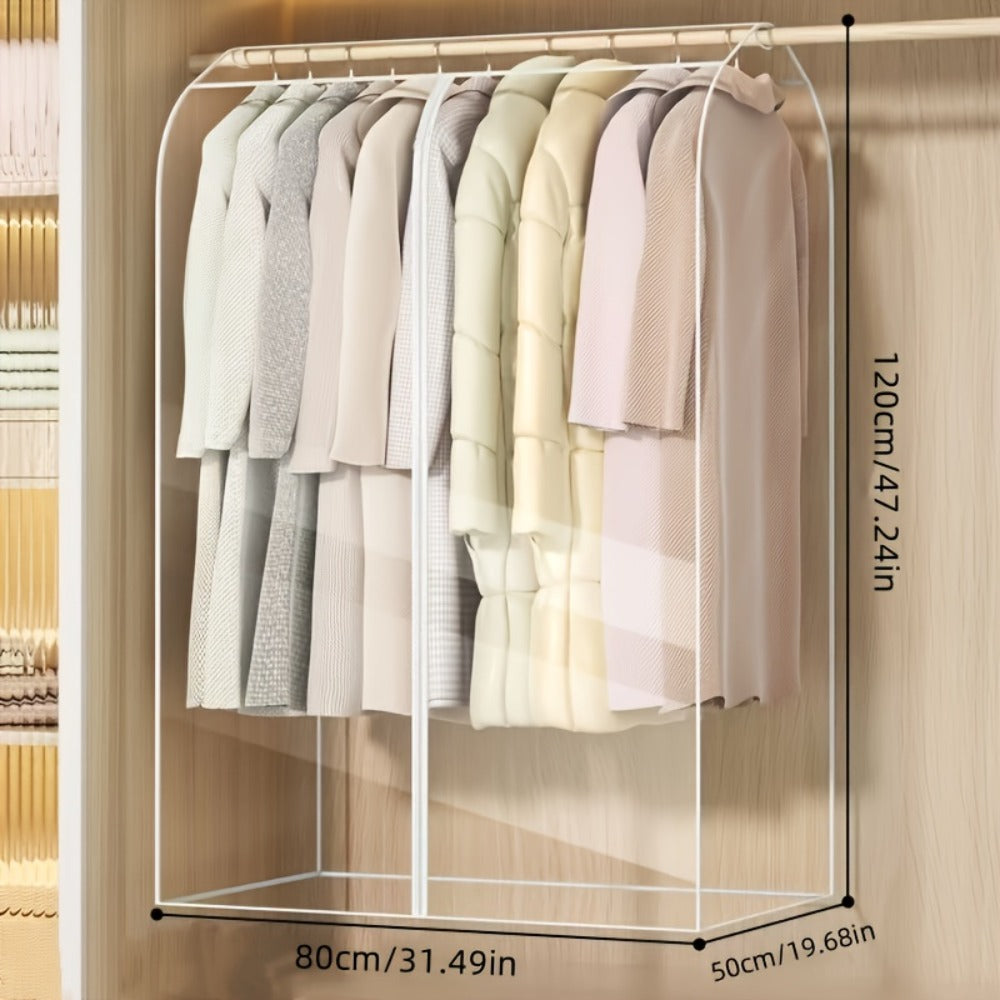 Garment Bag Transparent Hanging Clothes Dust Cover with Zipper, Thickened & Storage Bag for Coats
