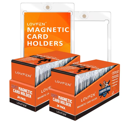 48-Pack Trading Card Storage Holder Set with Clear 35PT Cases and Single-Point Magnetic Closure