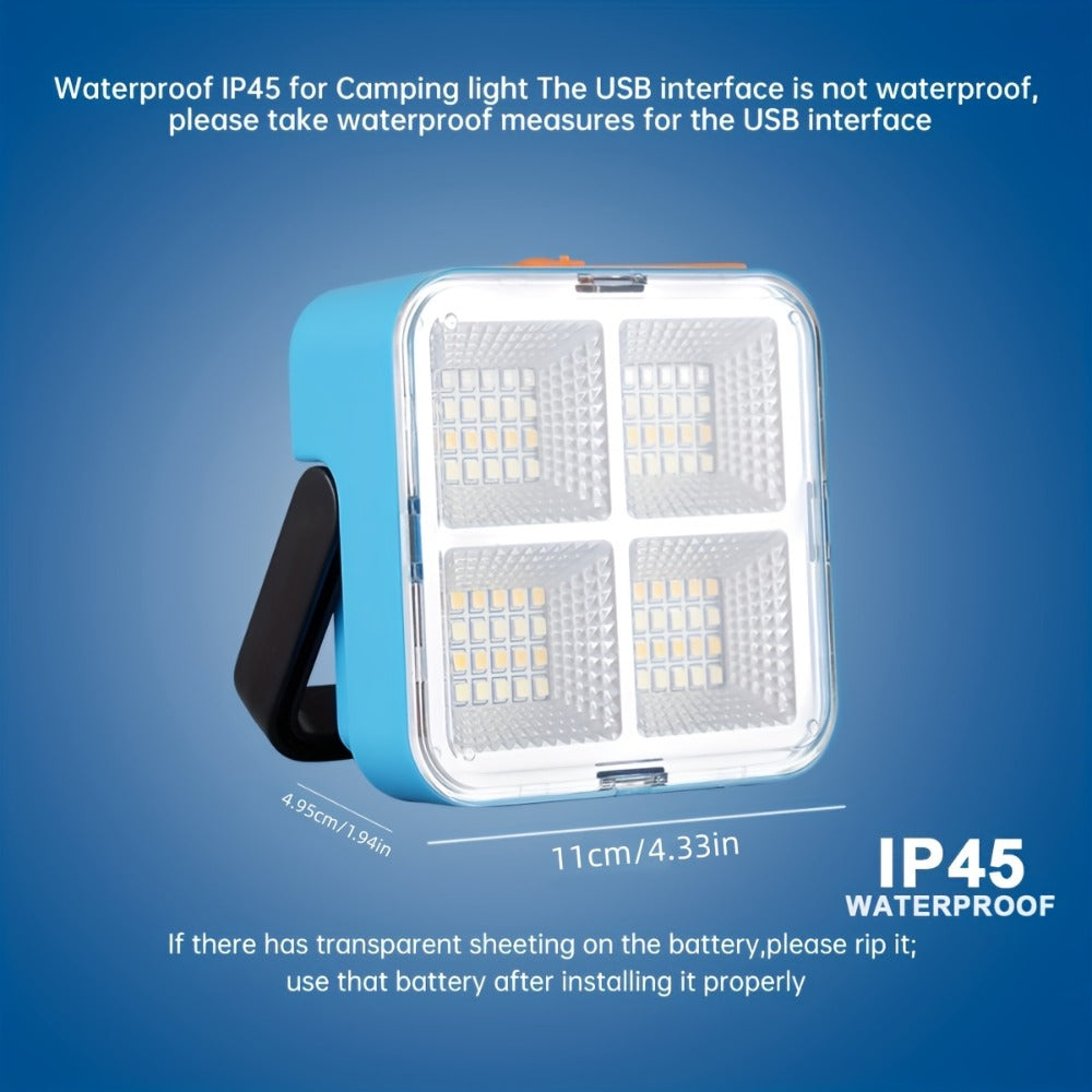 Solar Camping Lantern with Four Adjustable Modes, Solar and USB Charging, Bracket and Hook for Camping, Hiking and Emergencies