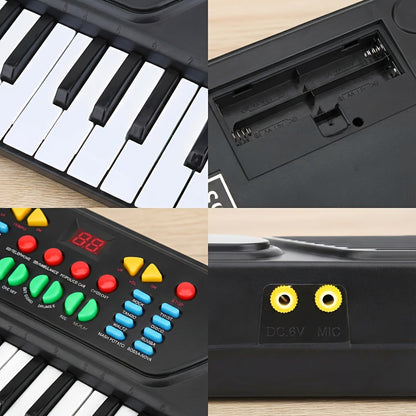 Kids Electronic Piano 37 Keys with Microphone, USB Powered Keyboard for Young Learners, Sing-Along Music Education Toy