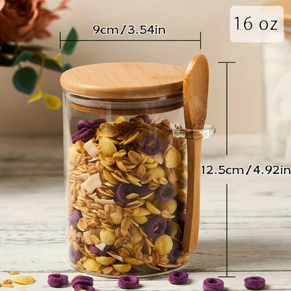 Overnight Oats Jar Set, 16oz Glass Containers with Lids and Spoons in 4-Piece or 8-Piece Options