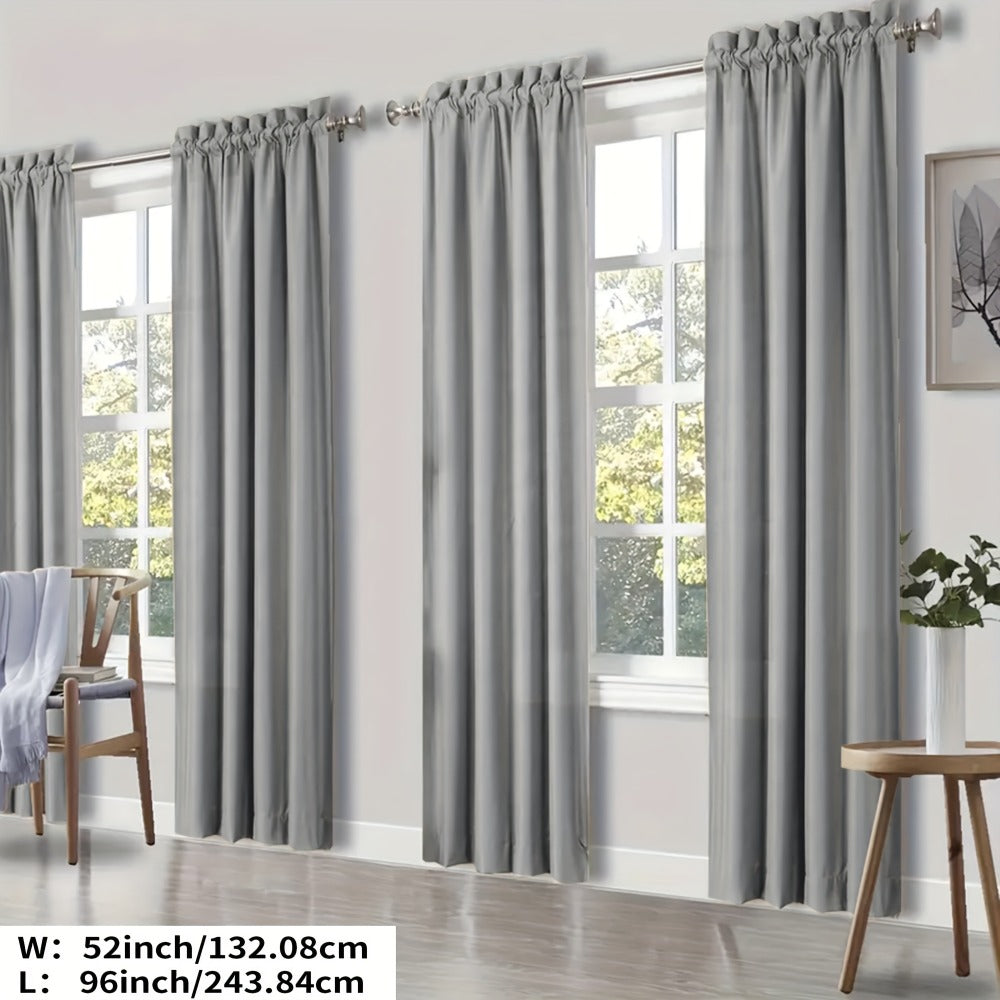 Blackout Curtains 4 Panels Thermal Insulated Room Darkening Drapes, Rod Pocket, Energy Saving, Solid Color for Bedroom & Living Room