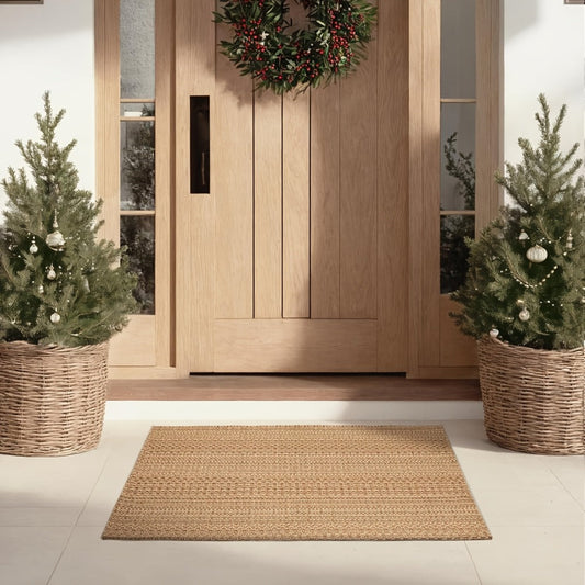 Braided Woven Indoor Rug with 2 x 3-Foot to 6 x 9-Foot Sizes and One Two-Piece Gray Mat Set