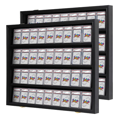 Sports Card Display Case 36 Slots Lockable Wall Frame – UV Protection Acrylic | Baseball Basketball Football Hockey Trading Cards | Black