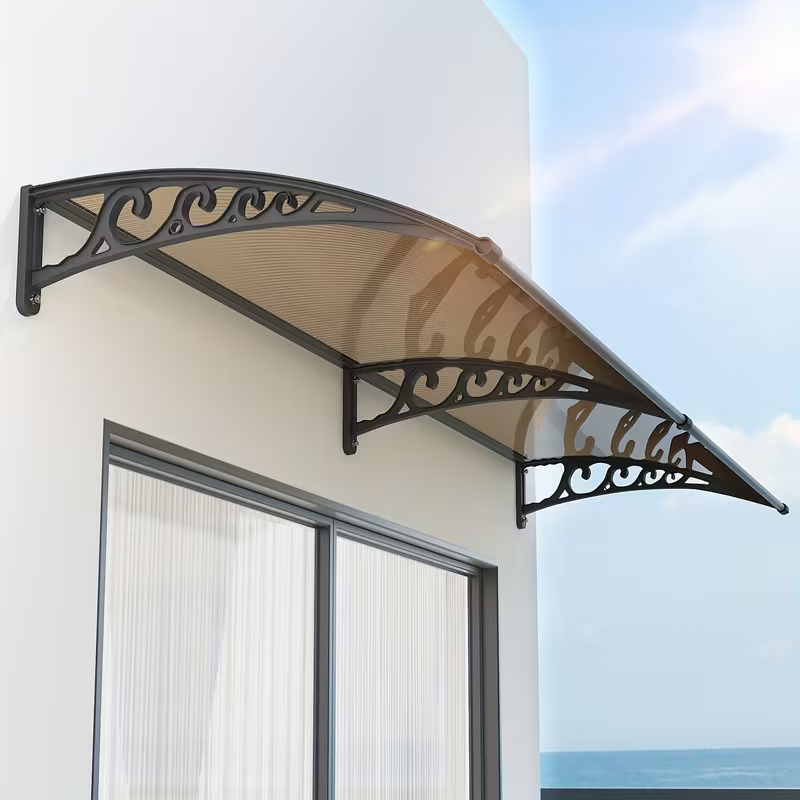 Door Awning Polycarbonate Window Canopy UPF50+ UV Rain Protection for Garden, Patio and Yard Use