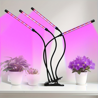 Clamp-On Red Blue LED Plant Lamp with 3, 4 or 5 Flexible Light Bars and USB Control for Shelves