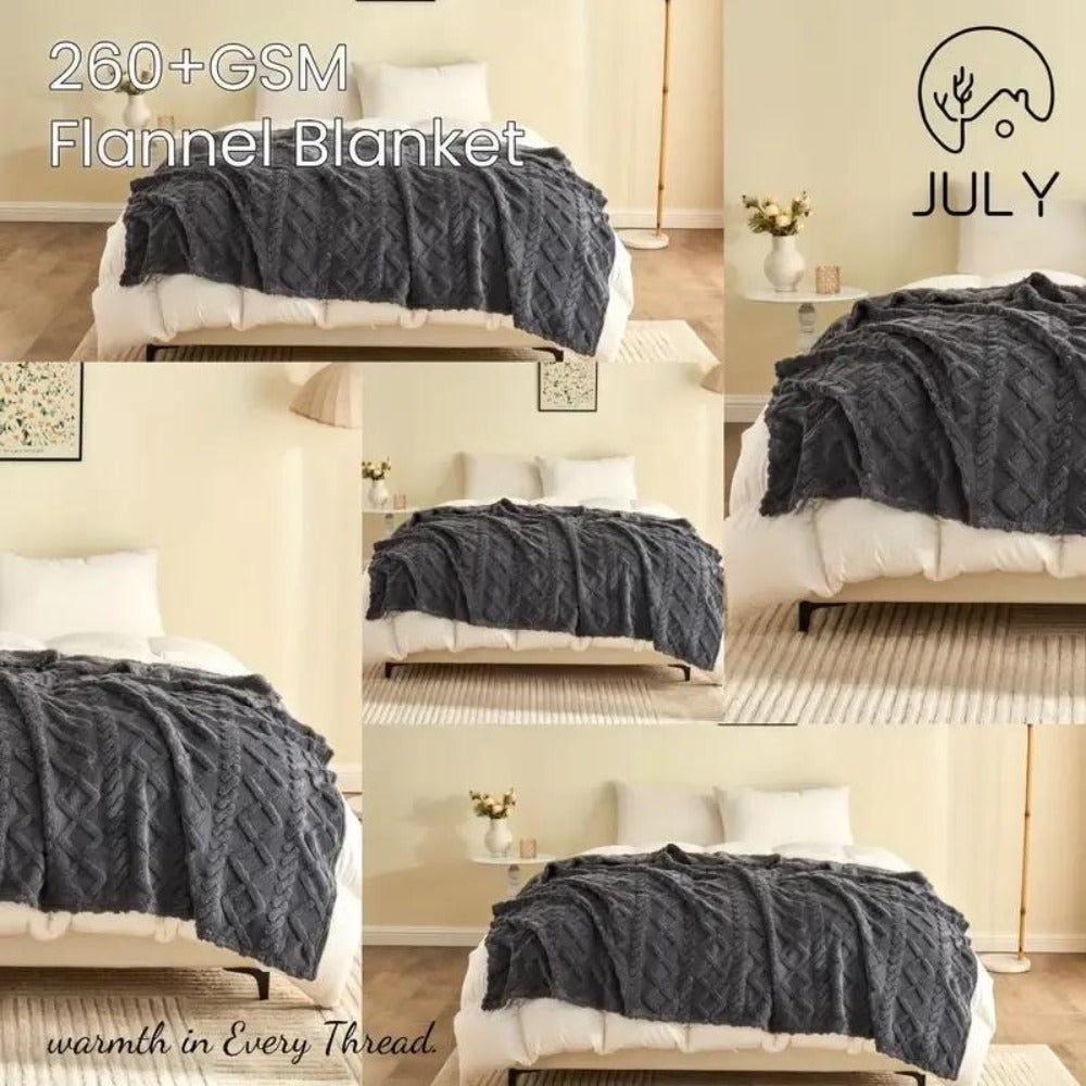 3D Plush Dense Weave Fleece Blanket, Ultra- Throw for Bed, Couch, Travel & Outdoor, Air-Conditioning Friendly