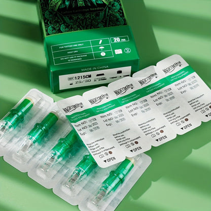 Tattoo Cartridge Needles with MAGICCREATOR Label, 20-Piece Box with 25 RL RS CM M1 Options