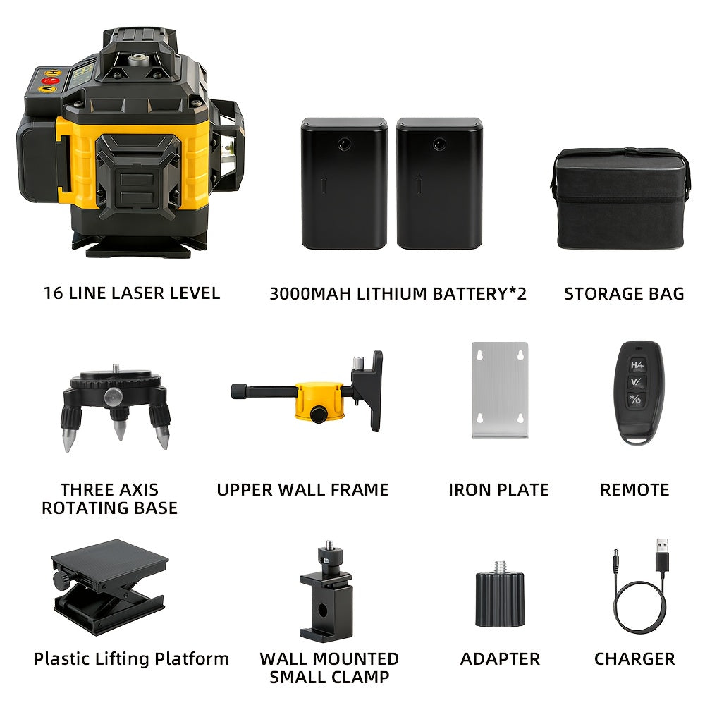 16-Line-Labeled Laser Level Kits in Five Packages with Tripod and No-Tripod Checkout Options