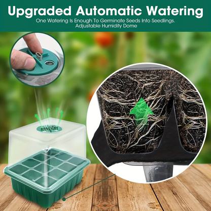 Seed Starter Kit 6-Pack with Grow Light Timing Controller, Adjustable Brightness Thickened Humidity Dome Heightened Lid