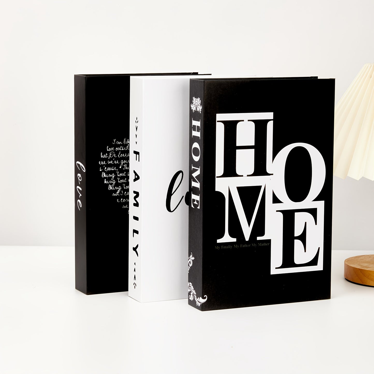 Faux Books Decor Set of 3, Fake Decorative Books for Home Decor Shelf Styling, Industrial Style Artificial Book Props