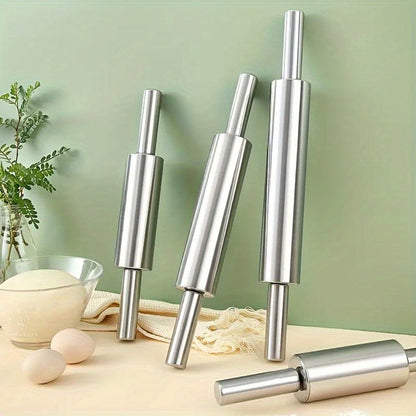 Stainless Steel Rolling Pin, Professional Non-Stick Dough Roller with Non-Slip Grip and Rounded Ends, Easy to Clean Baking Rolling Pin