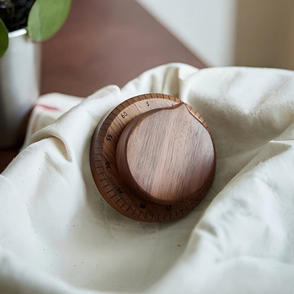 Mechanical Kitchen Timer with Loud Alarm – Black Walnut Wood Cooking Timer, 100% Battery-Free Desktop Timer for Cooking