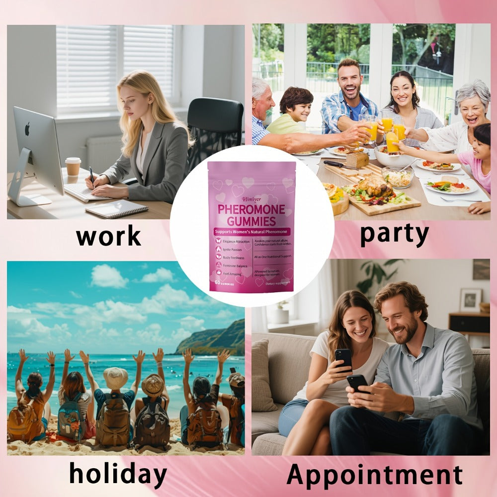 Women's Pheromone Gummies with L-Arginine, Maca & Beetroot, Natural Attraction, Confidence & Feminine Balance Supplement