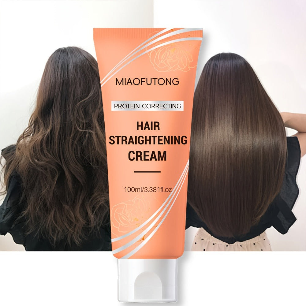 Smoothing Hair Straightening Cream with Protein & Keratin, Deep Frizz Control Treatment for All Hair Types