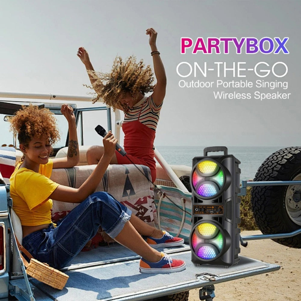 8000W Portable Karaoke Speaker with Subwoofer & Microphone, High-Power Wireless Bluetooth Audio System