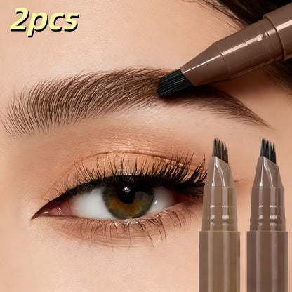 Two-Pack Multi-Fork Tip Eyebrow Pens with Capped Bodies, Approx. 11.3 cm Length and Four Color Label Options