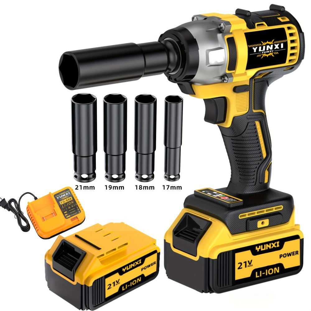 Cordless Impact Wrench 21V Brushless Electric Drill Set with 4000mAh Battery, Toolbox & Full Accessories