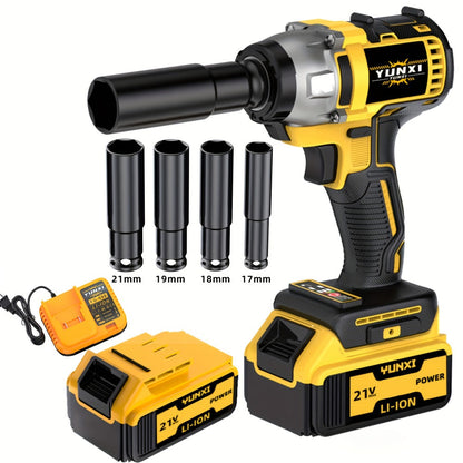 Cordless Impact Wrench 21V Brushless Electric Drill Set with 4000mAh Battery, Toolbox & Full Accessories