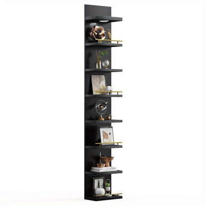 Floating Wall Shelves with LED Light - 6 & 8 Tier Wall Mounted Display Shelf Unit with Anti-Slip Rails for Bedroom