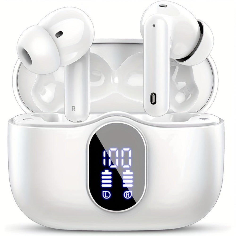Wireless Earbuds Bluetooth 5.3 with Call Noise Reduction Mic, LED Display Case and Eight Color Options