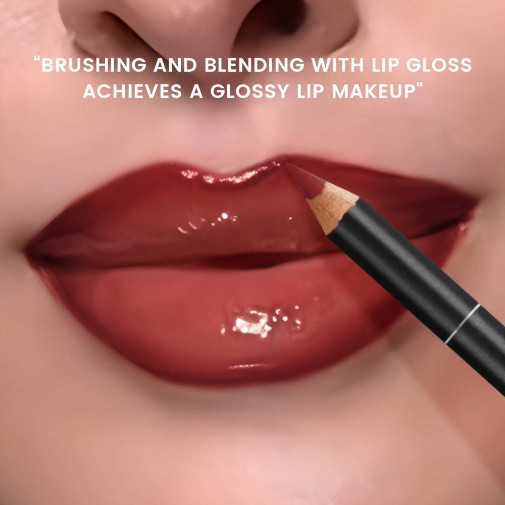 Lip Gloss Lip Liner Set Hydrating Water-Gloss Dewy Finish – 3D Precision Contour Matte Liner, for Makeup, Travel and Everyday Vanity Use