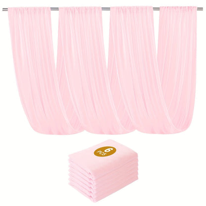 6-Pack Chiffon Ceiling Drapes for Wedding 63x118in – Sheer Polyester Backdrop Curtains with Rod Pockets for Wedding Arch, Party Stage