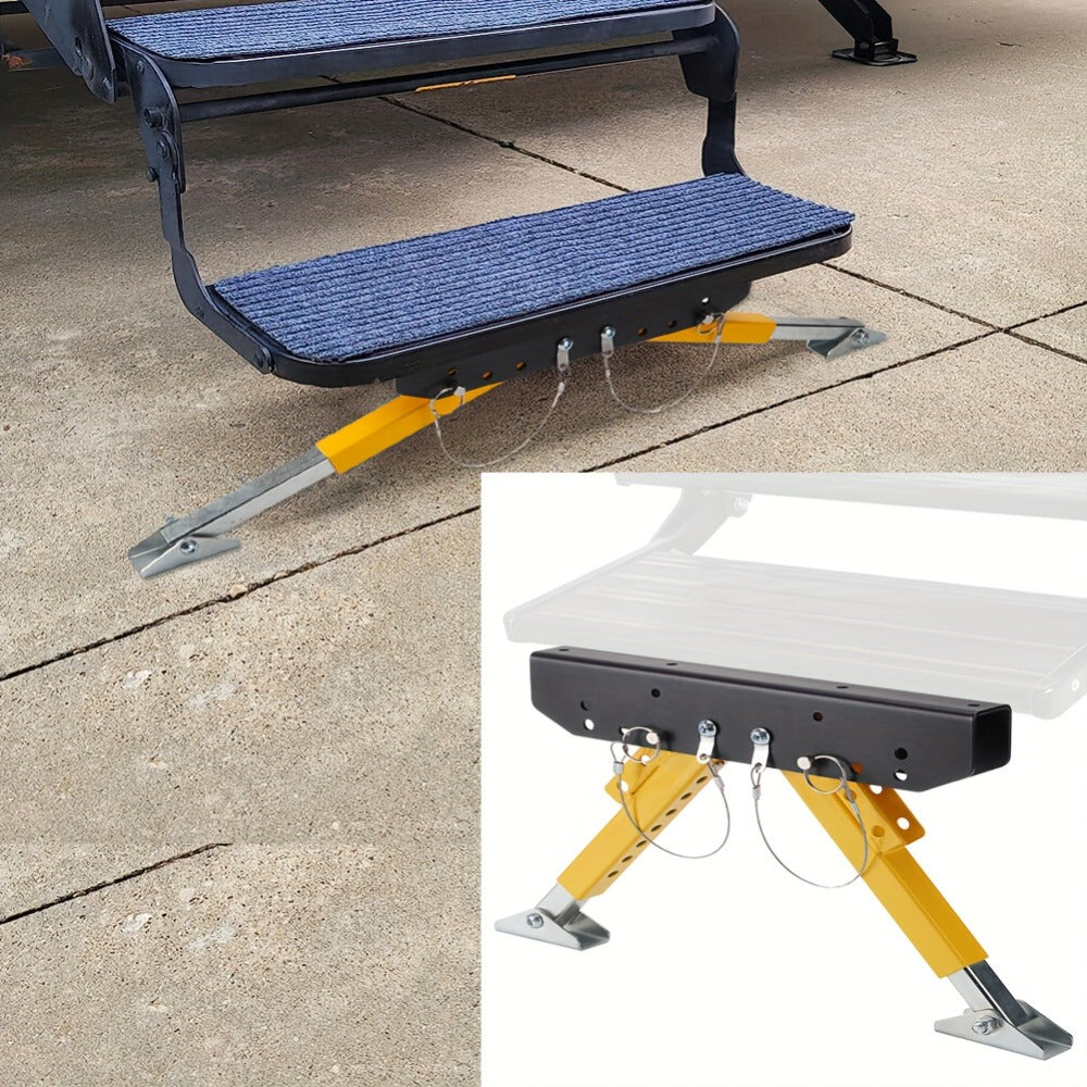 RV Step Stabilizer Kit – Adjustable Foldable Ladder Support for 5th Wheel, Travel Trailer & Motorhome, Eliminates Bounce