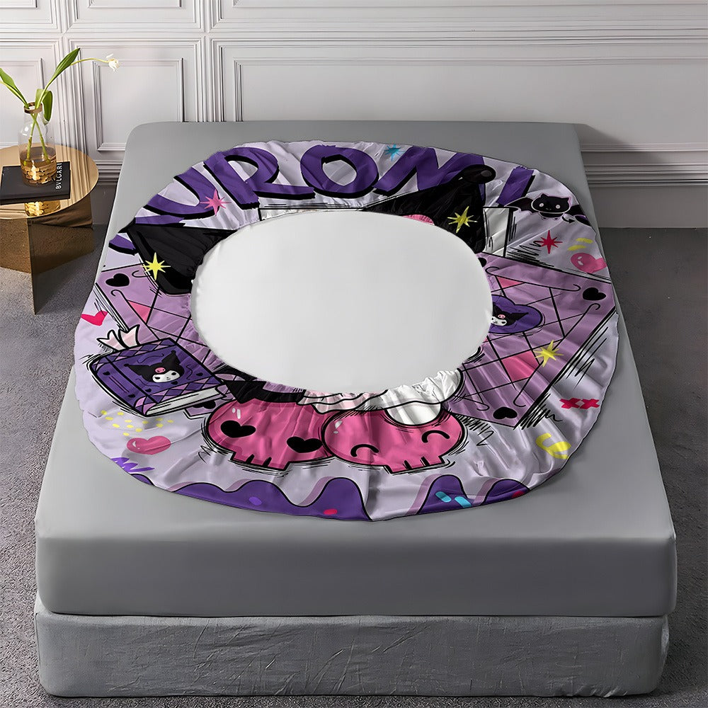Sanrio Hello Kitty & Kuromi Bedding Set 3pcs, Fitted Sheet & Pillowcases, Polyester, Twin Full Queen King