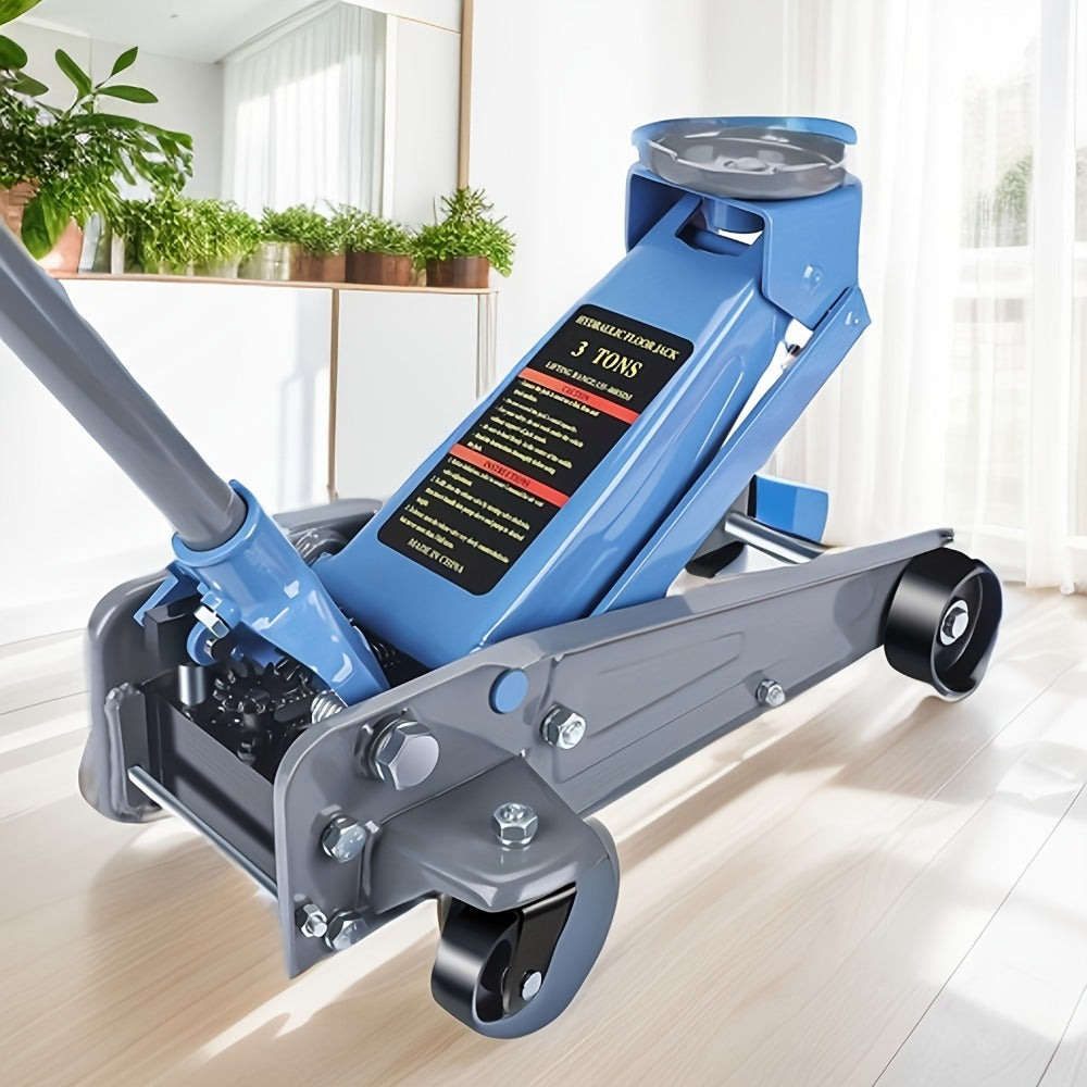 3 Ton Floor Jack with Wheels Rapid Pump Low Profile Car Jack 5.31"-18.11" Lift Range 460mm Max Height
