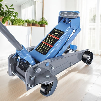 3 Ton Floor Jack with Wheels Rapid Pump Low Profile Car Jack 5.31"-18.11" Lift Range 460mm Max Height