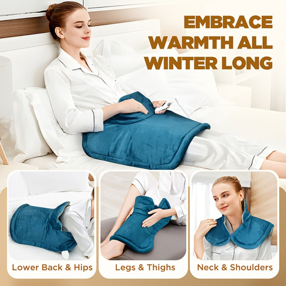 Heating Pad for Neck & Shoulders – 130W Graphene Weighted Electric Pad, 6 Heat Settings, 4 Timers, Auto Shut-Off, Machine Washable