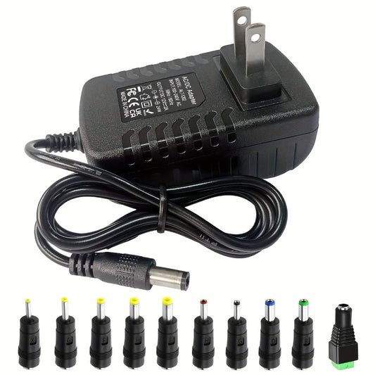 12V 2A AC DC Power Supply Adapter 11-in-1 with 10 Tips 100-240V 50-60Hz Universal DC Transformer for an Everyday Personal Care Routine