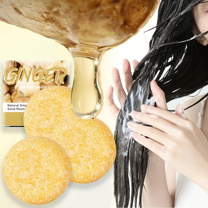 Ginger Shampoo Bar 3pcs × 60g – Natural Handmade Solid Shampoo Bar, Sulfate-Free, Paraben-Free & Vegan | Scalp Stimulating Ginger Formula