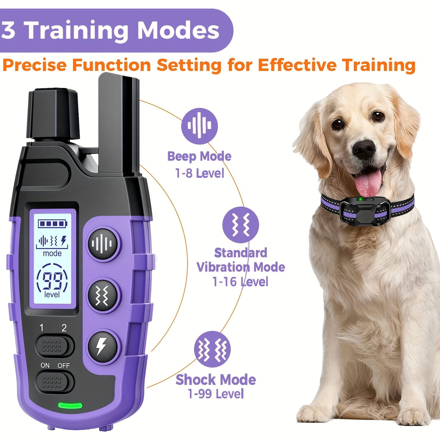 Dog Training Collar with Remote 3300ft Range – Rechargeable E-Collar with Vibration, Static & Beep Modes | Adjustable Nylon Strap