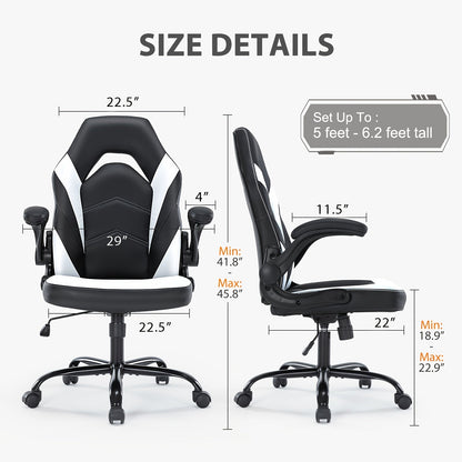 Ergonomic Gaming Chair with Rotating Armrest Lumbar Support & Headrest – Esports Racing Style Computer Office Chair with Footrest for Home