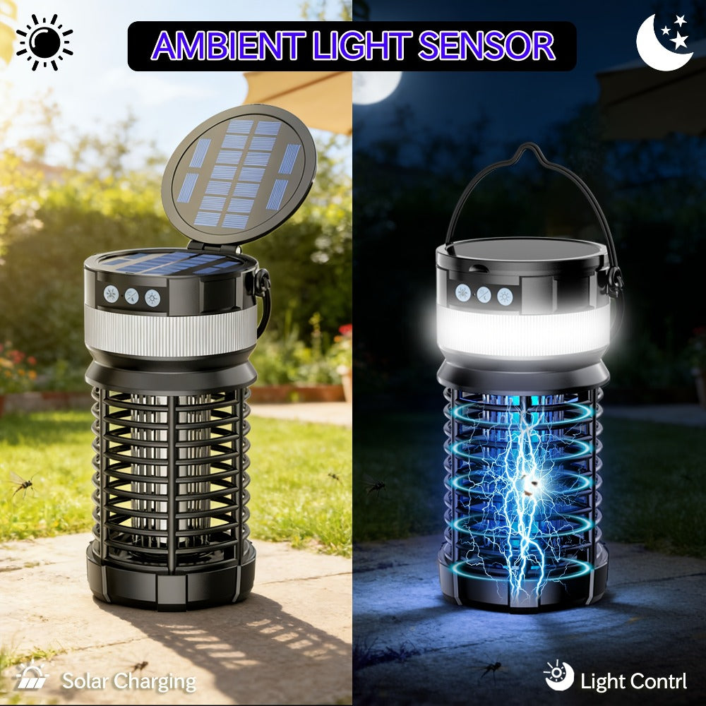 Solar and USB-C Insect Zapper Lantern with 4000mAh Label, Remote Control and Adjustable Panel