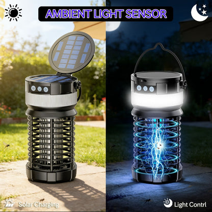 Solar and USB-C Insect Zapper Lantern with 4000mAh Label, Remote Control and Adjustable Panel
